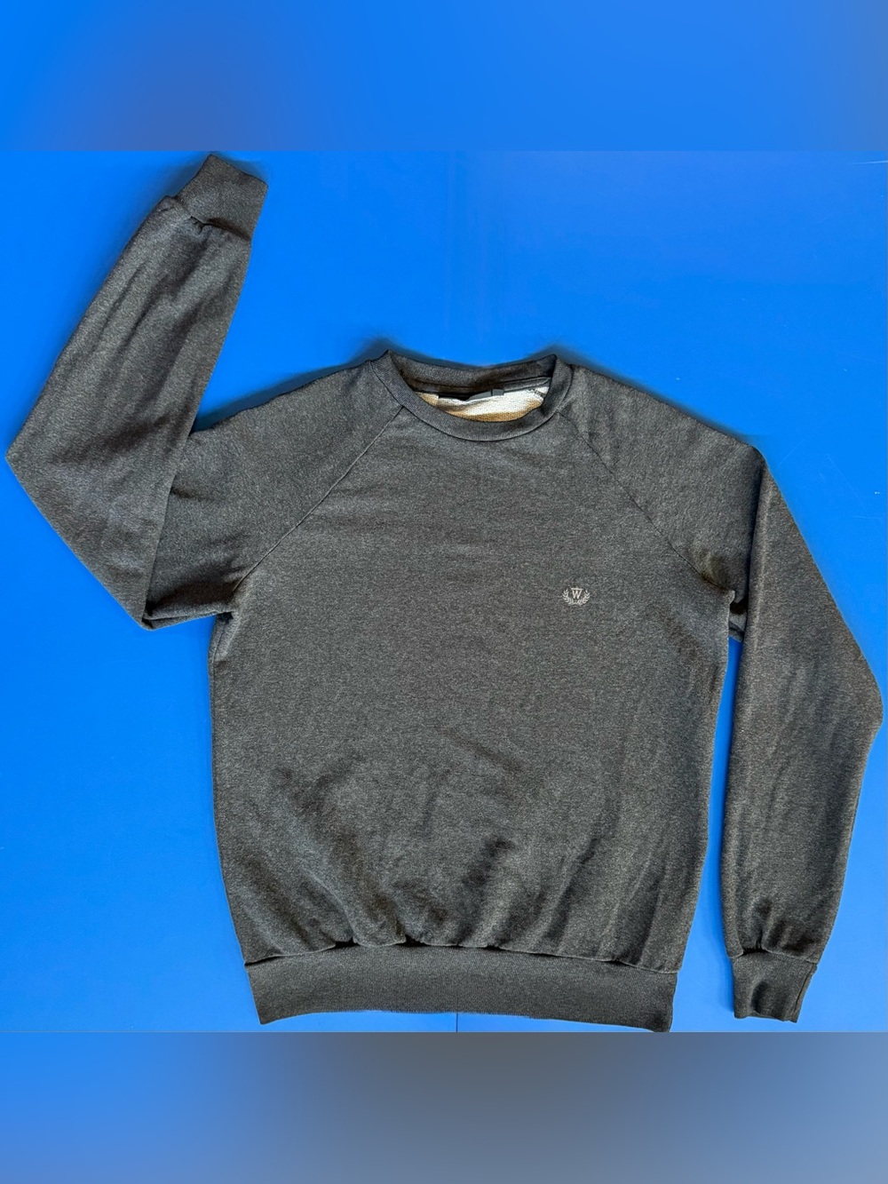 Whyred Heathered Charcoal Gray Crewneck Sweatshirt Men’s Large Raglan Minimalist